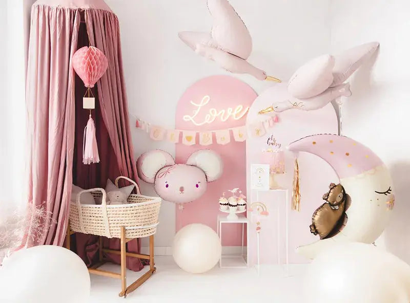 Foil balloon Stork, 103x60 cm, light pink Partydeco
