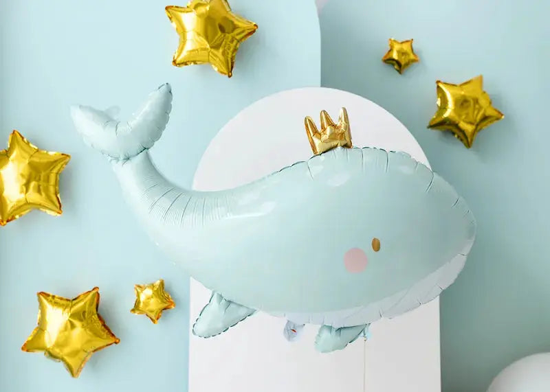 Foil balloon Whale, 93x60 cm, sky-blue Partydeco
