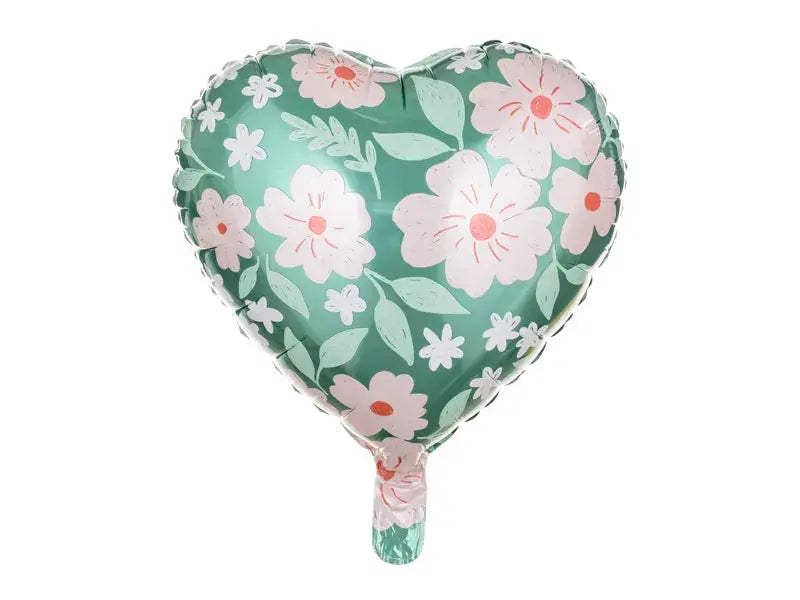 Foil balloons Heart with flowers, 45 cm, mix Partydeco