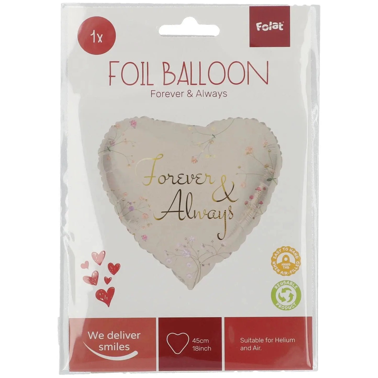 “Forever & Always” Heart Shaped Foil Balloon – 45cm Folat