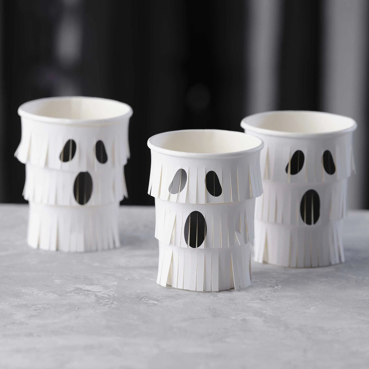 Ghost Fringe Paper Halloween Cups Ginger Ray
