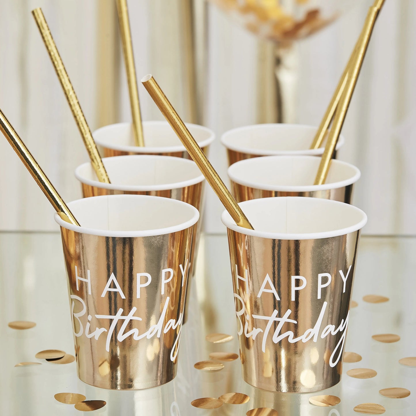 Gold Happy Birthday Party Cups GingerRay