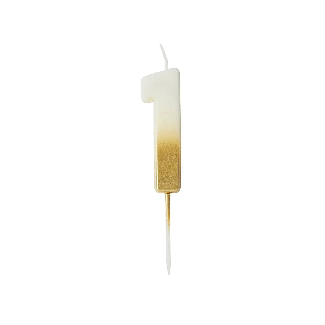 Gold Ombre Number 1 Wax Candle Hootyballoo by Club Green