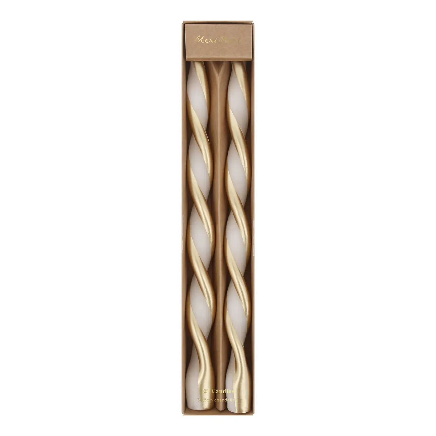 Gold Stripe Twist Candles (x 2) Meri Meri