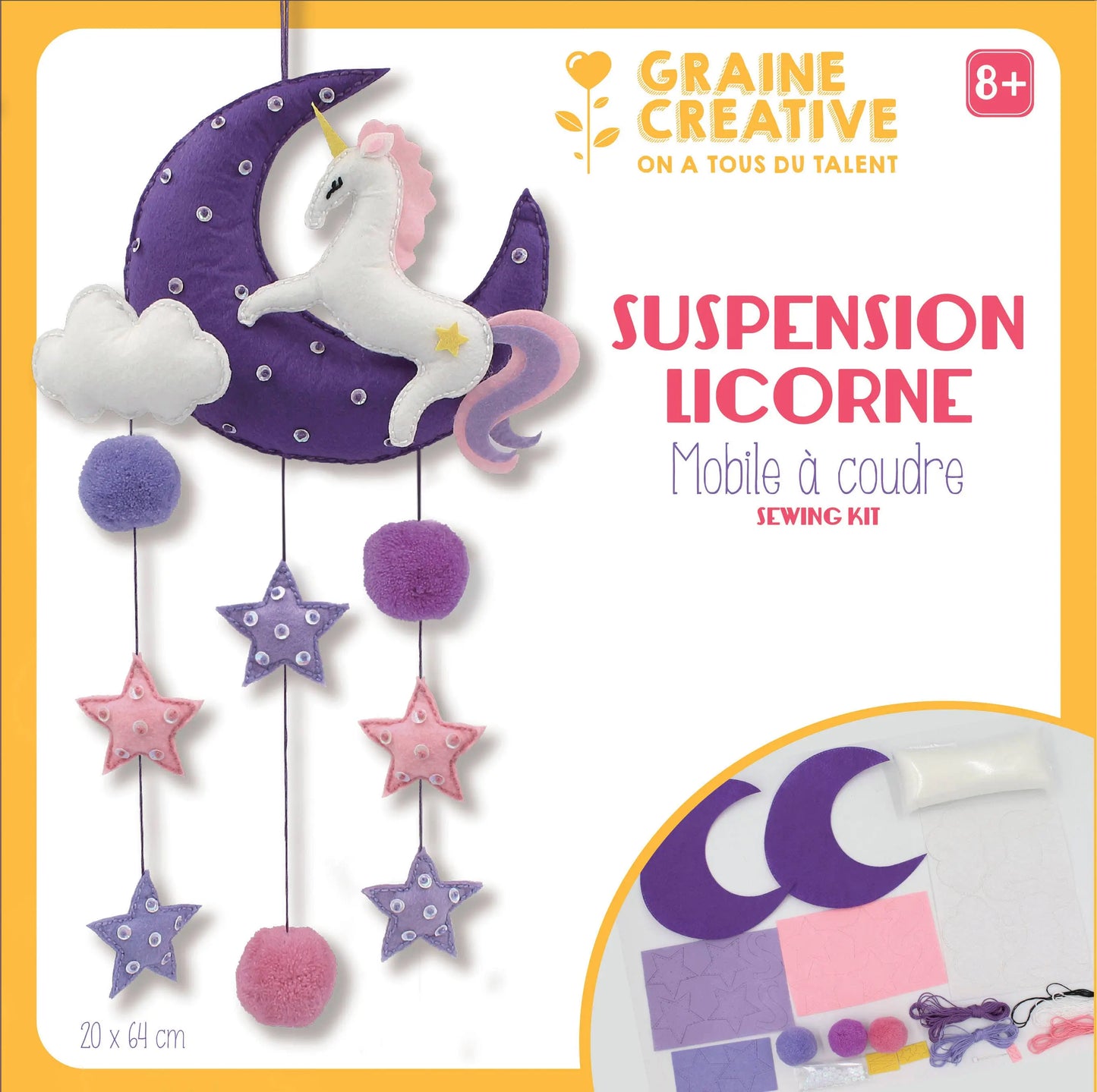 Graine Créative - UNICORN HANGING SEW-ON MOBILE KIT Graine Créative