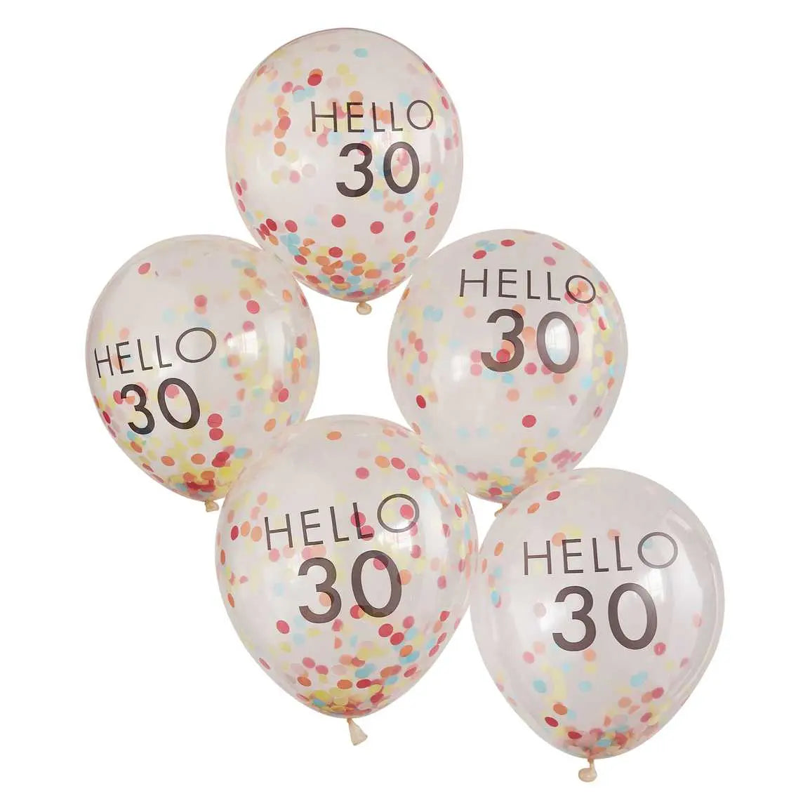 Hello 30 Rainbow Confetti 30th Birthday Balloons Ginger Ray