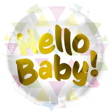 Hello Baby Multicolor Triangles Foil Balloon- 45cm Folat