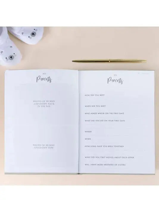 Hey Baby Neutral Linen Baby Journal Book Ginger Ray