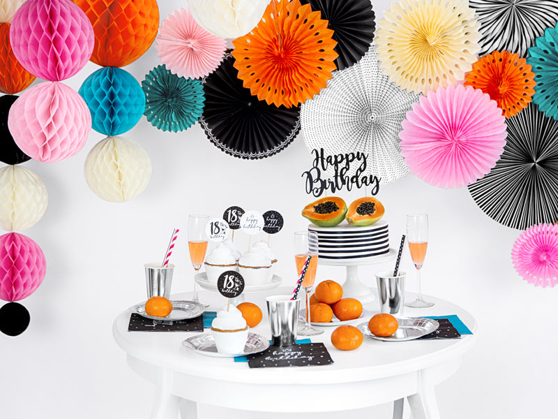 Cake topper Happy Birthday, black, 22.5cm (KPT11-010)