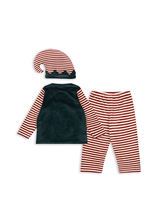 Christmas Elf Costume - Greener Pastures/Red Dahlia Stripe