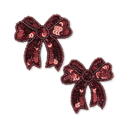 (KS104183) 2 pack Sequin Bow Hair Clip - Rio Red Konges Slojd