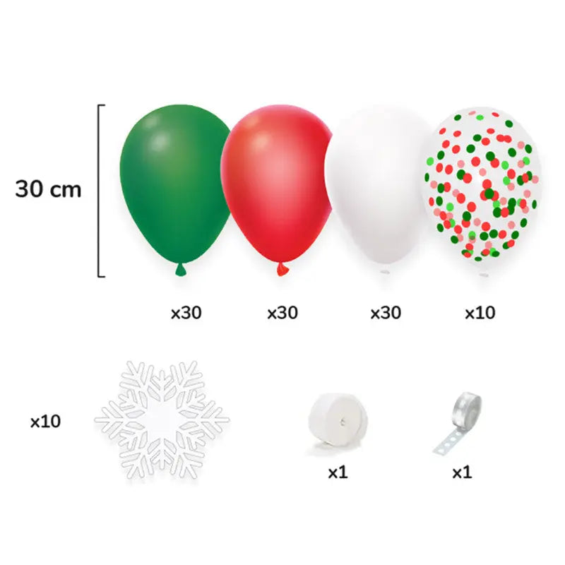 Kit décoration 100 ballons NOEL+ FLOCONS cotillons Alsace