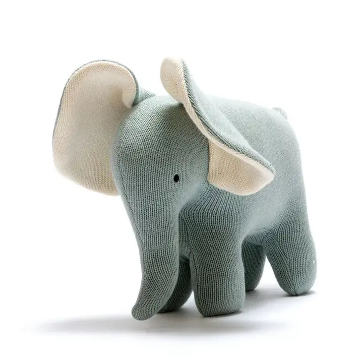 Large Organic Cotton Teal Elephant Plush Toy Best Years
