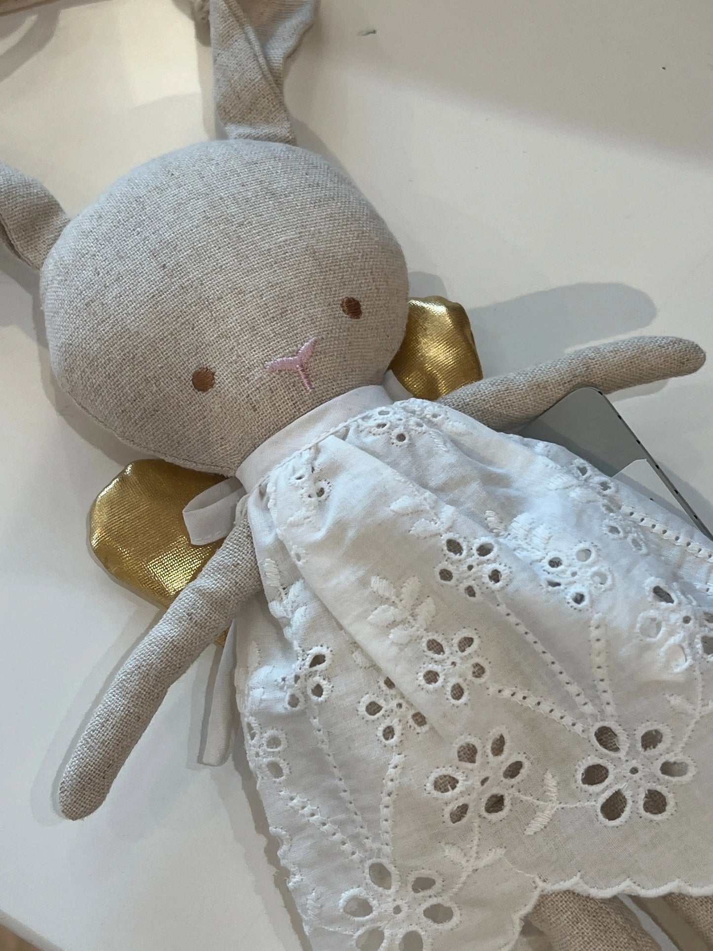 Linen Baby Angel Bunny Gold alimrose