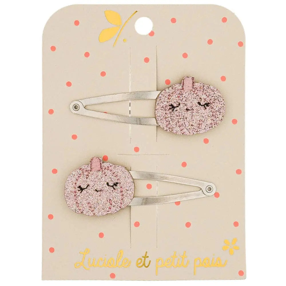 Luciole et Petit Pois - Pink pumpkin hair clips (pair) Luciole et Petit Pois