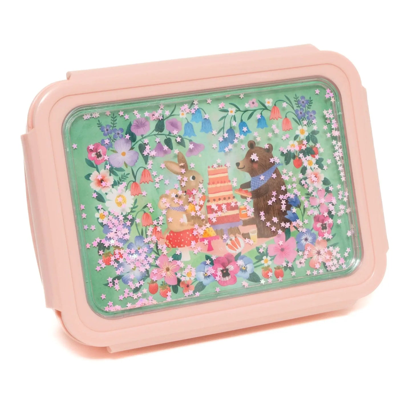 Lunchbox bear bunny and mouse with pink stars Petit Monkey
