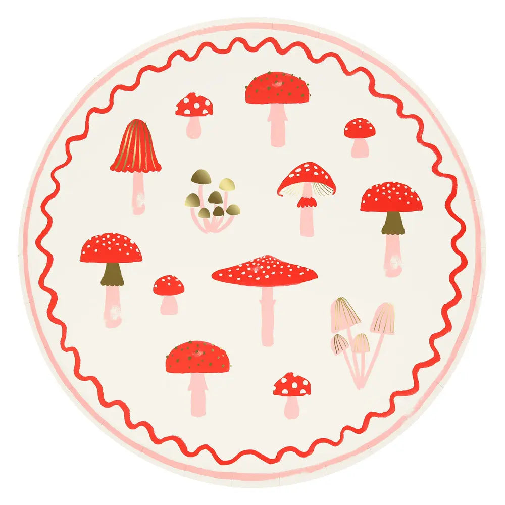 Merry mushroom dinner plates x8 Meri Meri