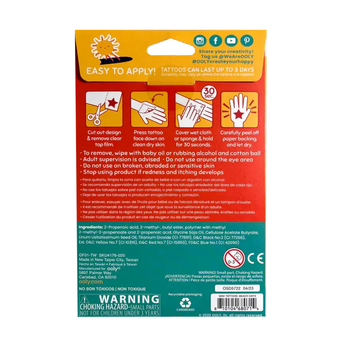 Mini Tattoo Palooza Temporary Tattoos - Beach Days OOLY