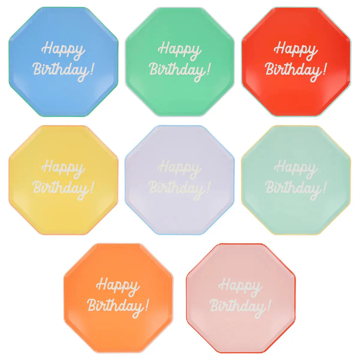 Mixed Happy Birthday Dinner Plates (x8) Meri Meri