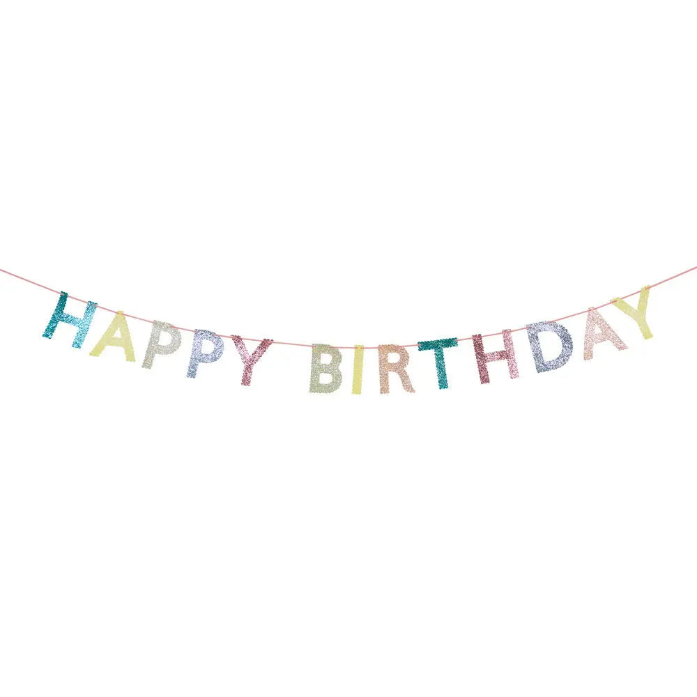 Mixed glitter fabric happy birthday garland Meri Meri