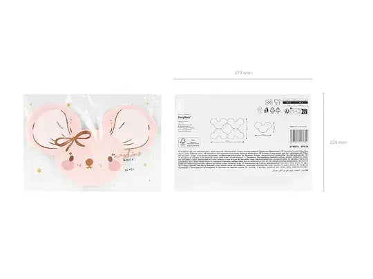 Napkins Mouse, light pink, 16x10 cm Partydeco
