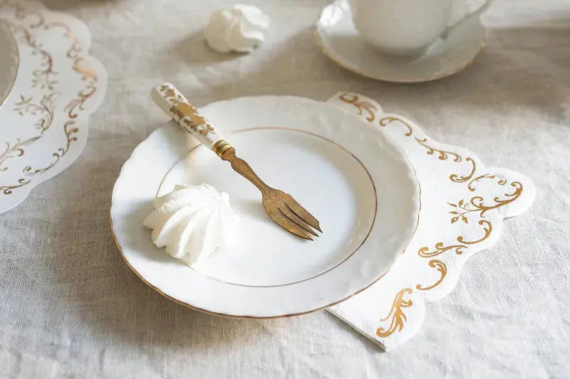 Ornament napkins, 33x33cm, white Partydeco