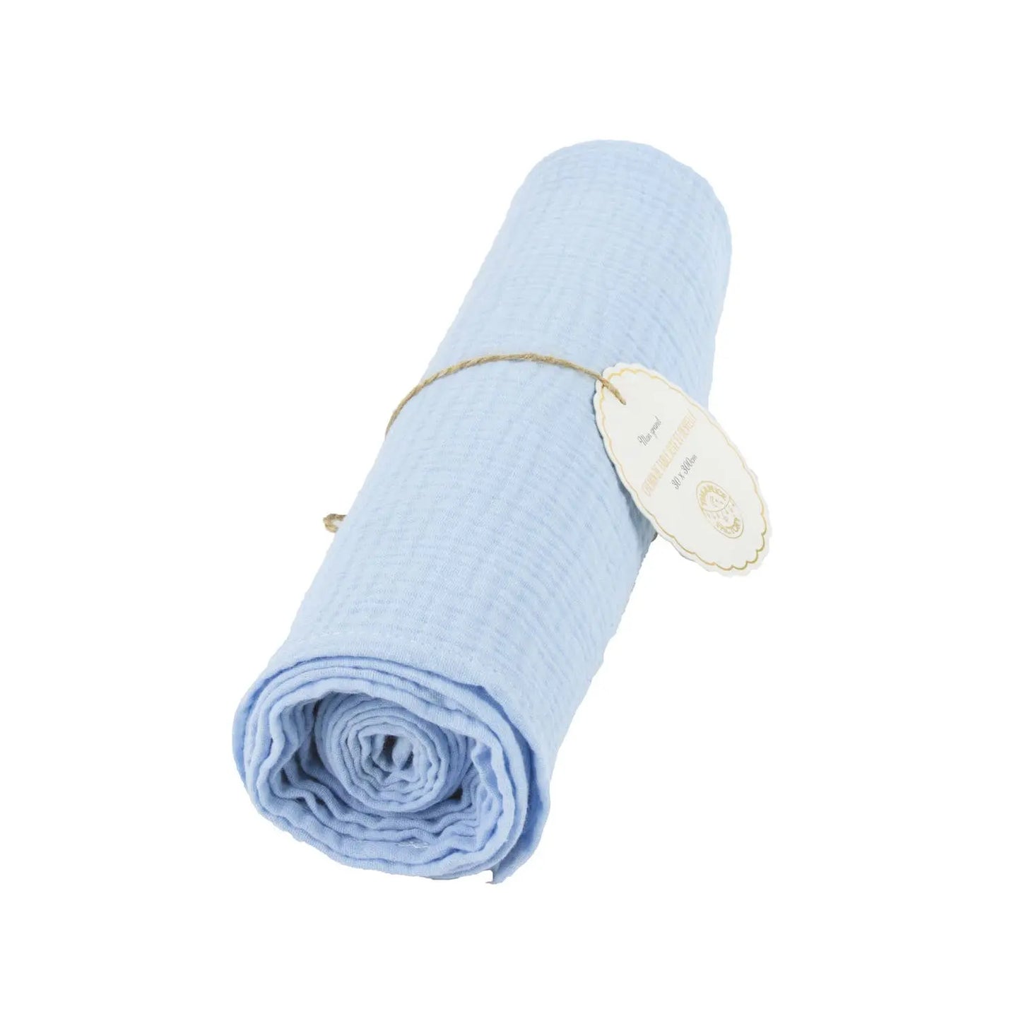 PASTEL BLUE COTTON GAUZE TABLE RUNNER 300X30CM Tim&Puce Factory