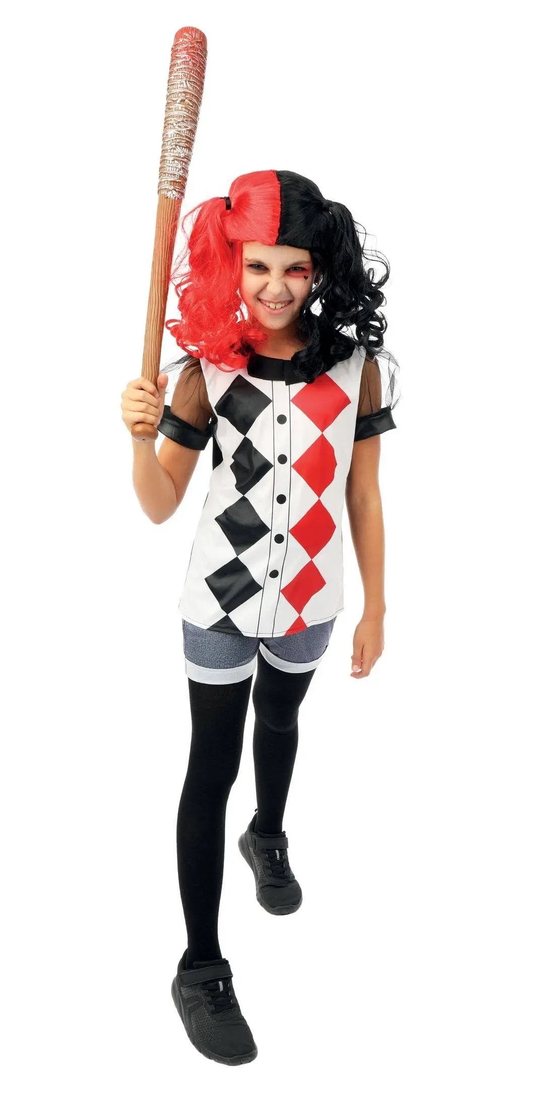 P'tit Clown - Harlequin Costume - Black, Red - Girl - 5/6 Years P'tit Clown