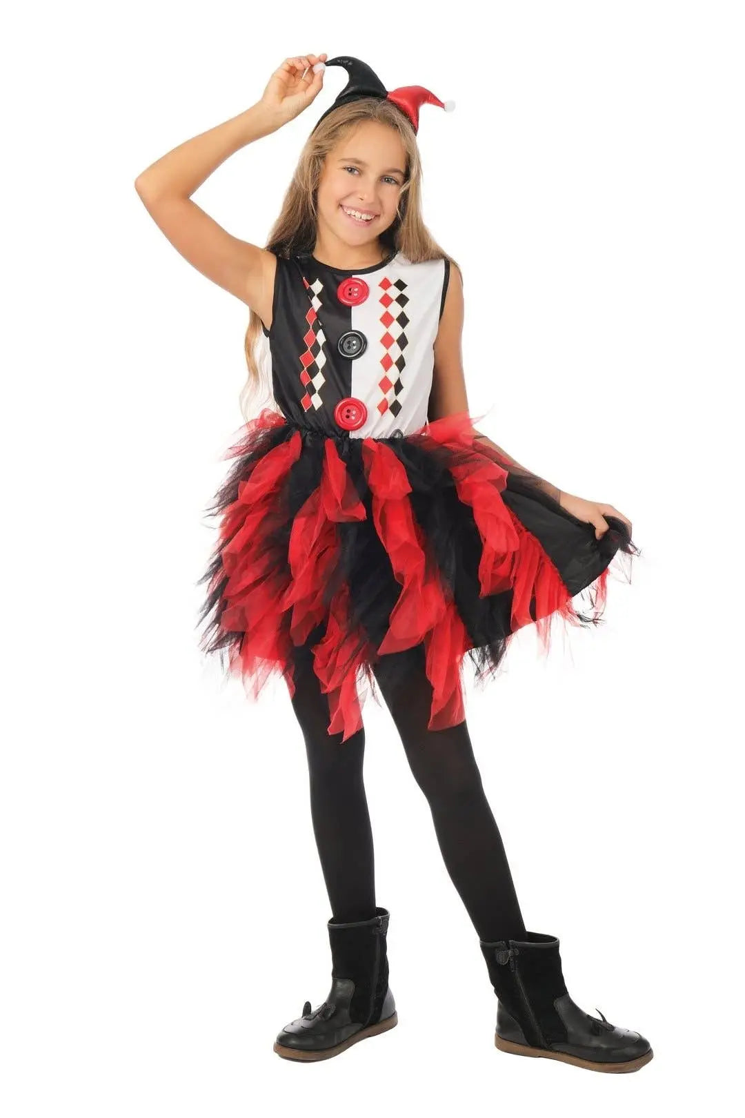 Harlequin Costume With Black And Red Frills