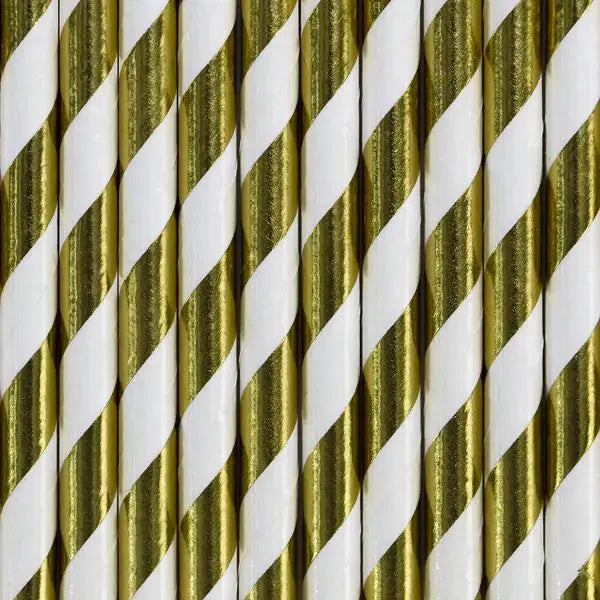 Paper Straws, gold, 19.5cm Partydeco