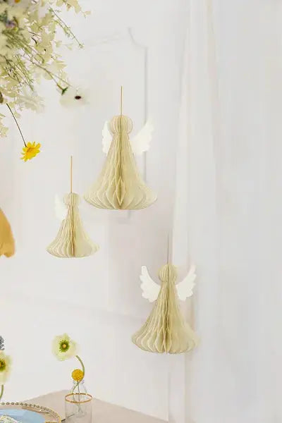 Paper decoration honeycomb Angel, ivory, 15 cm Partydeco