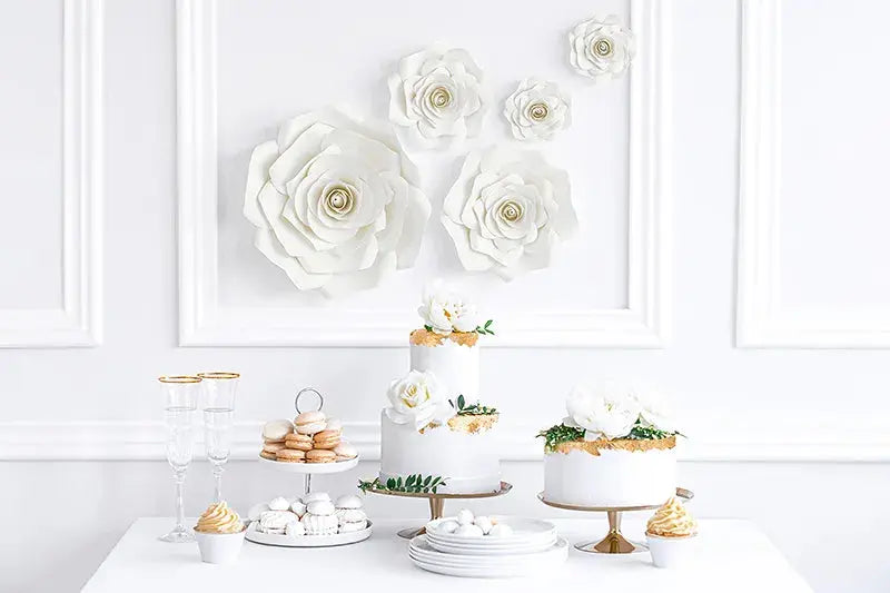 Paper flowers, light cream mix, 5 pcs. Partydeco