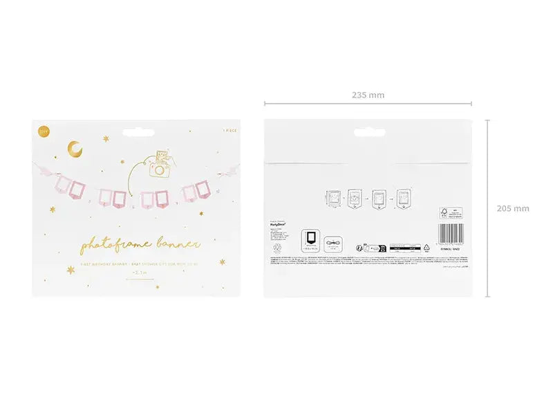 Photo frame garland - Stork, 10.5x15 cm, mix Partydeco