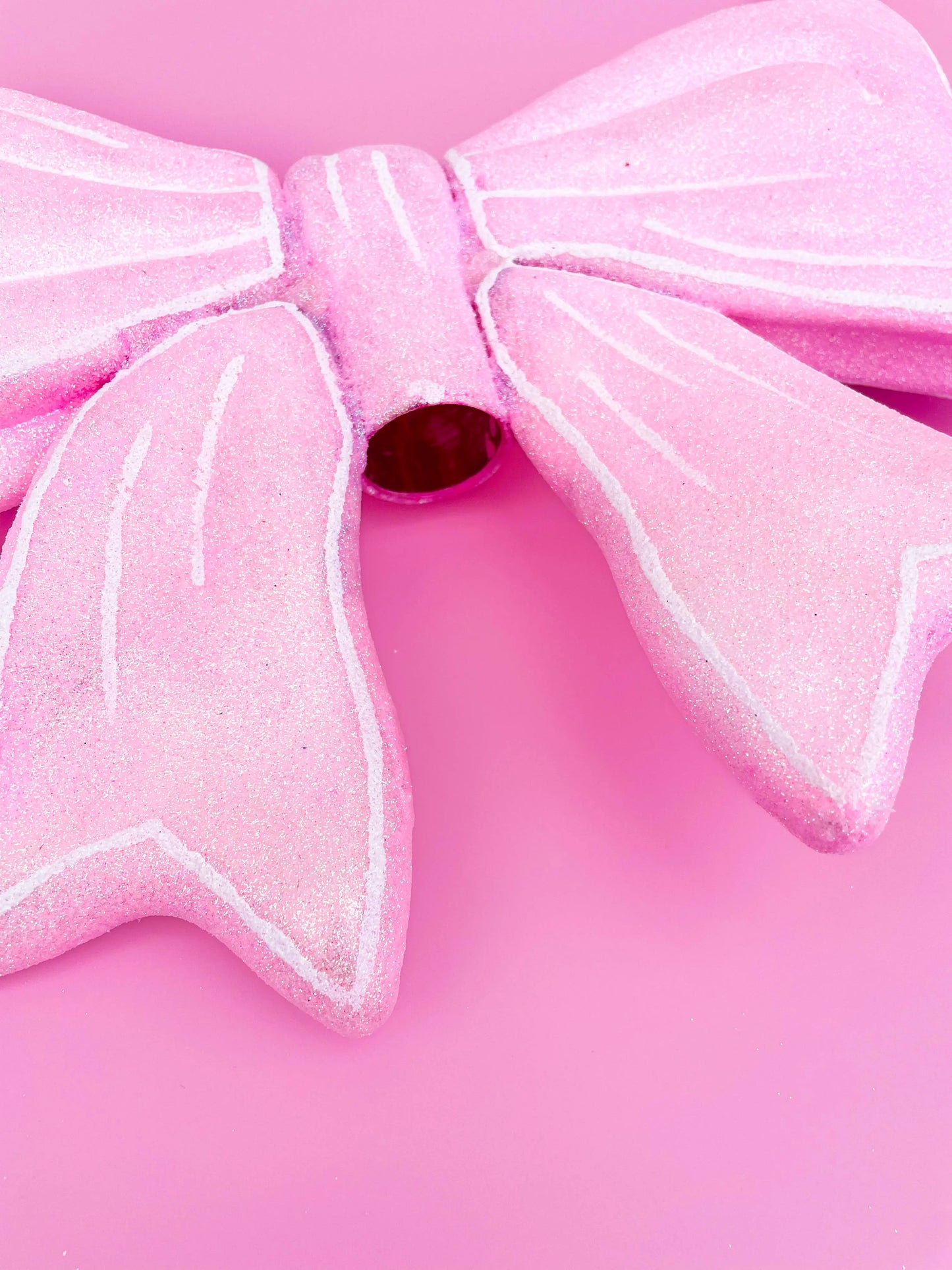 Pink Glitter Bow Christmas Tree Topper Rock Paper Scissors