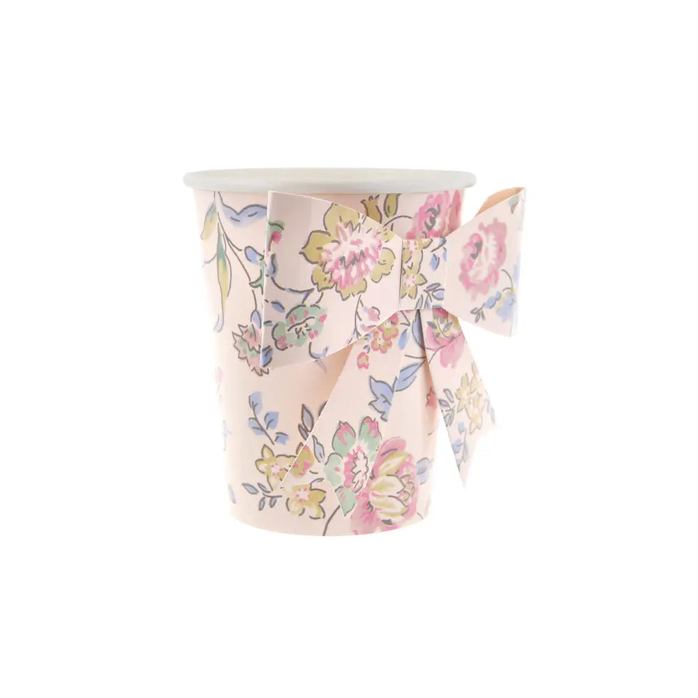 Pink chintz bow cups Meri Meri