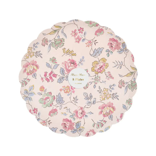 Pink chintz side plates Meri Meri