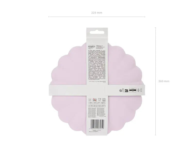 Plastic plates Ruffle, 22 x 22 cm, purple Partydeco