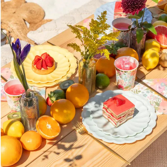 Plate flat cardboard Flower Ø18cm Mint Oh yeah!