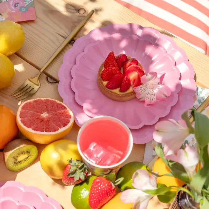 Plate flat cardboard Flower Ø18cm Pink Oh yeah!