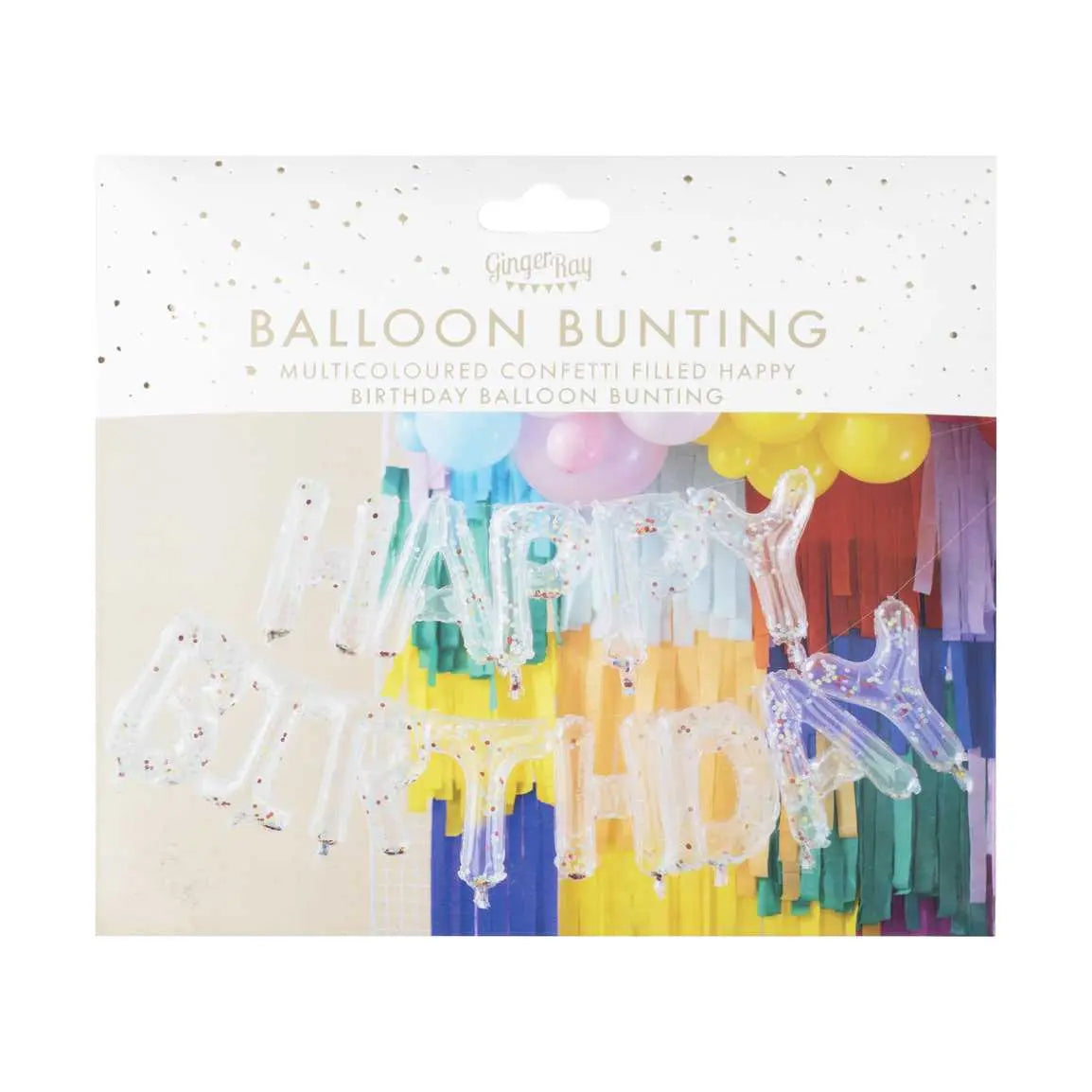 Rainbow Confetti Happy Birthday Balloon Bunting Ginger Ray