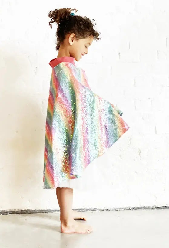 Rainbow Costume Cape with Multicolor Sequins Ratatam