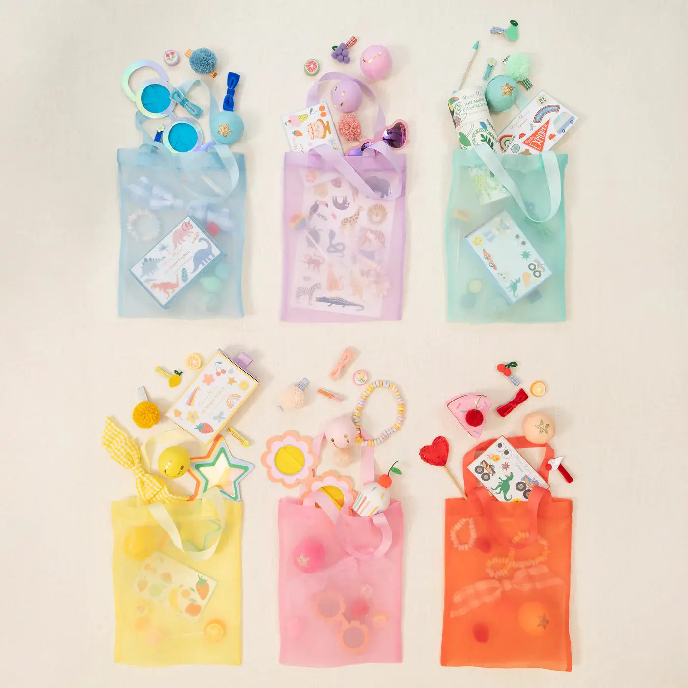 Rainbow Organza Party Bags (x 6) Meri Meri