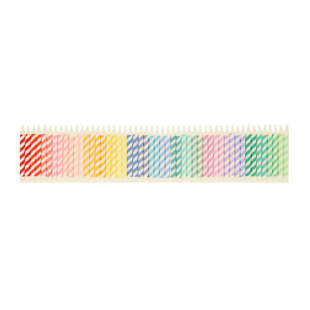 Rainbow Striped Mini Candles (x 50) Meri Meri