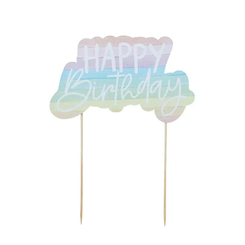 Rainbow 'Happy Birthday' Paper Cake Topper 1 Pack Hootyballoo by Club Green