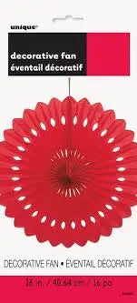 Red Paper Fan Decoration (40cm) Pk1 Unique