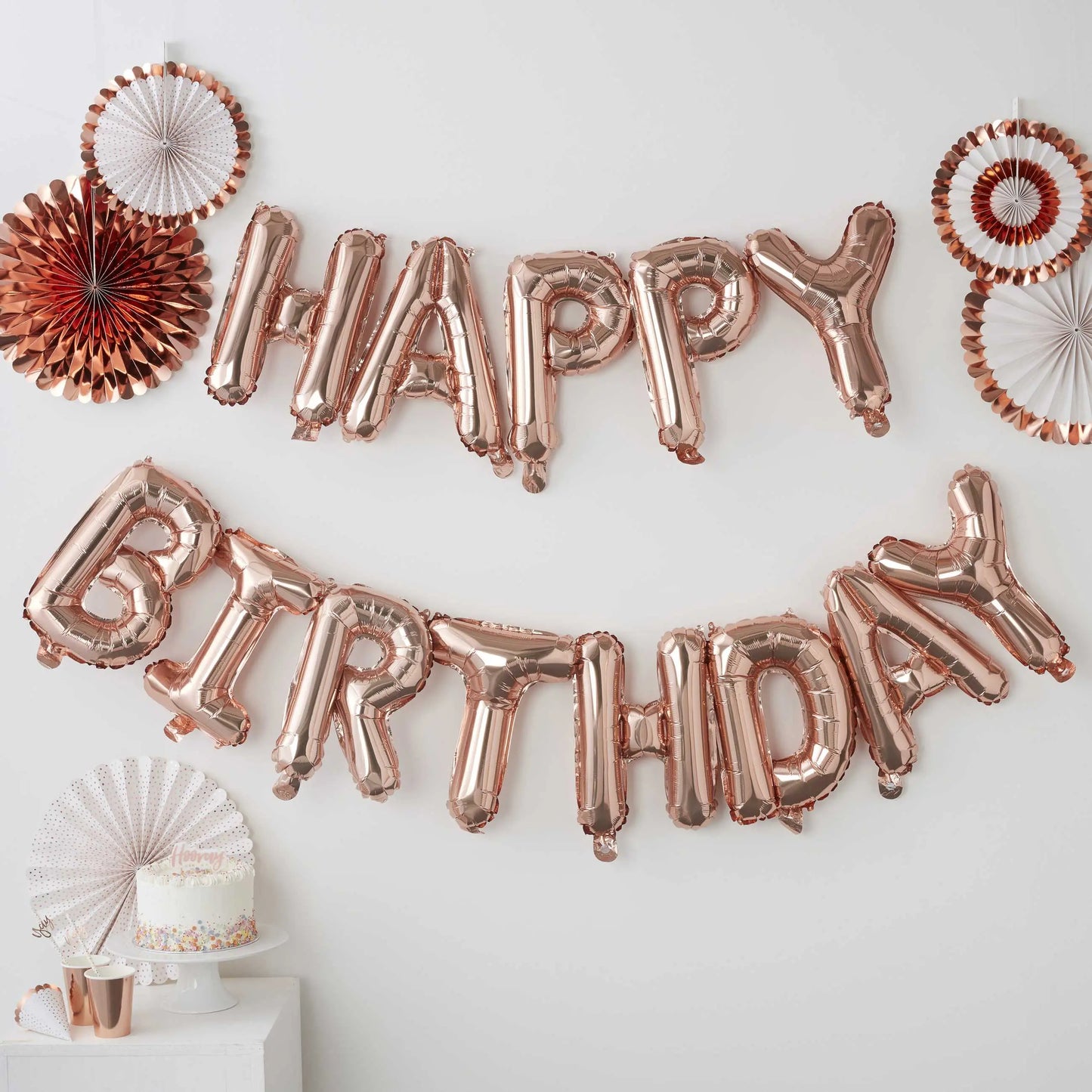 Rose Gold Happy Birthday Bunting Balloon GingerRay