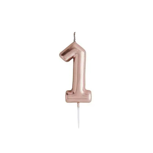 Rose Gold Number '1' Candle Hootyballoo by Club Green