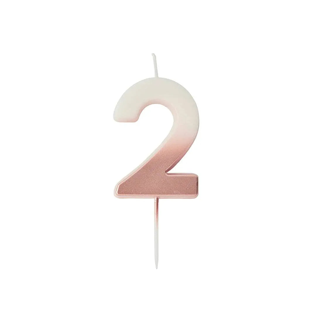 Rose Gold Ombre Number 2 Wax Candle Hootyballoo by Club Green