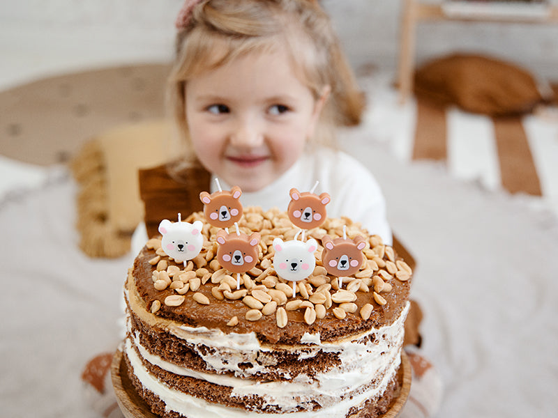 Birthday candles Bear, mix, 3cm: 1pkt/6pc. (SCS-11)