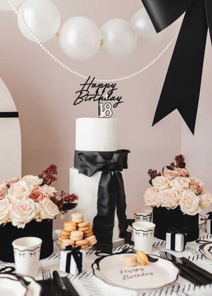 Birthday candle number 18, 5.5cm, black and white (SCU16-18)
